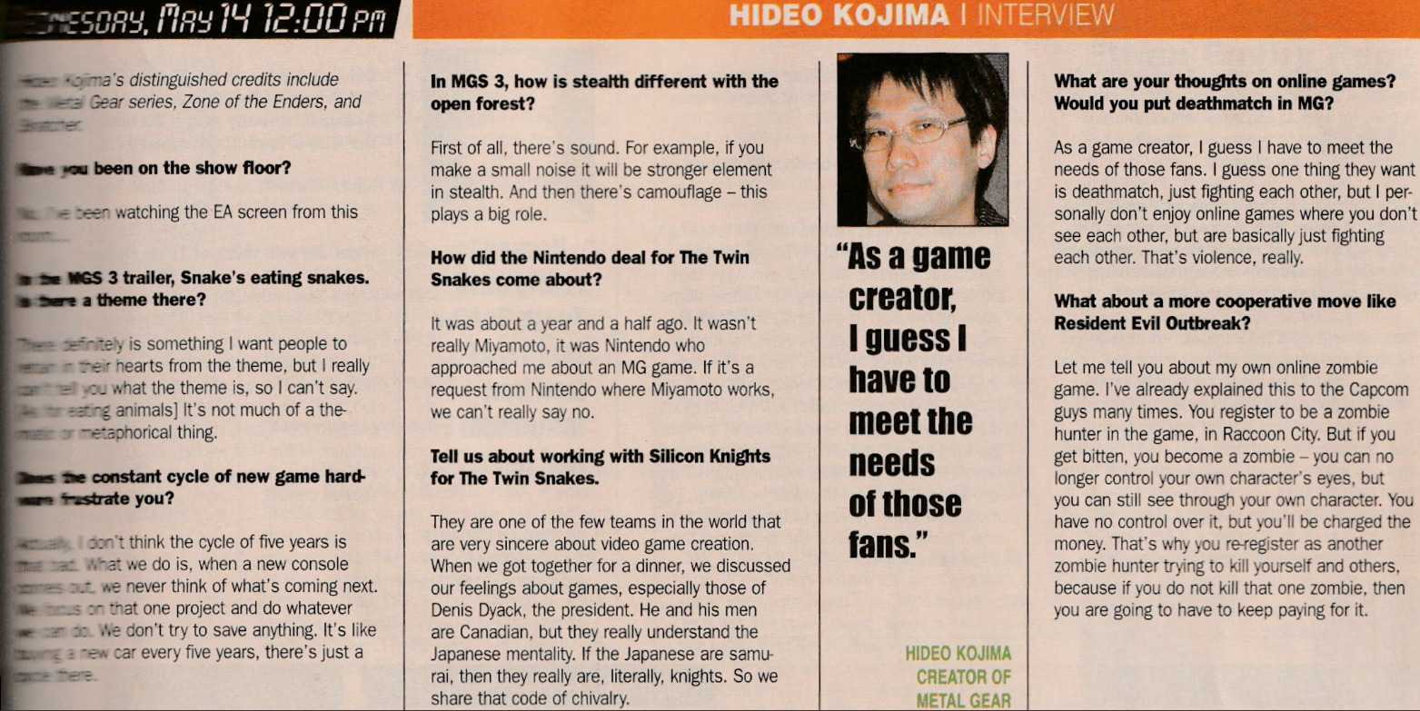Hideo Kojima E3 2003 Interview