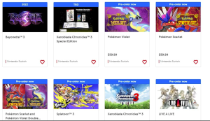 Nintendo shop homepage
