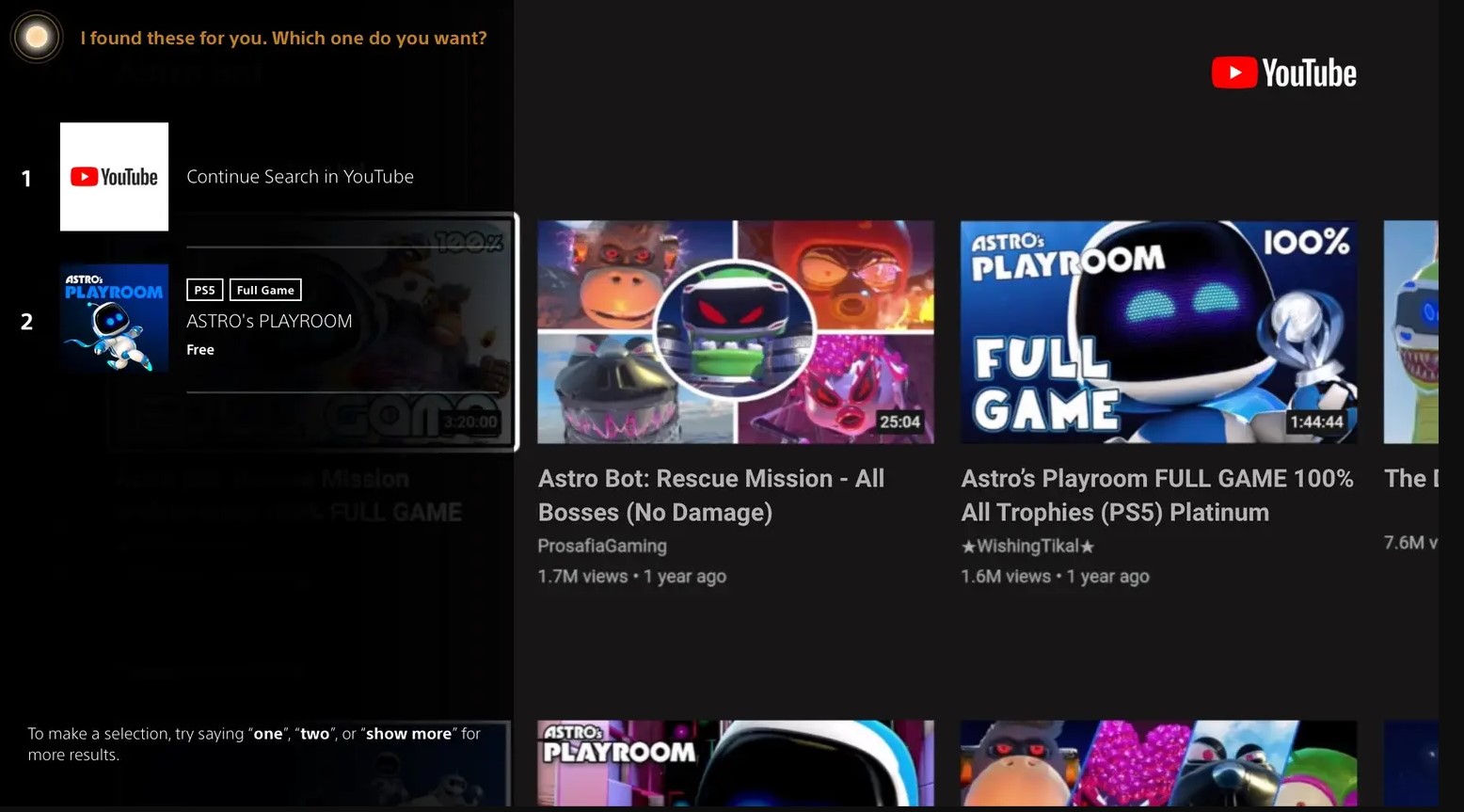 YouTube Command PS5